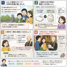 寺墓地のお墓じまいについてご納骨前に確認したい3つのポイントの4コマ漫画